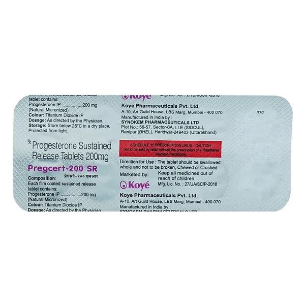 Pregcert-200 SR Tablet 10's, Pack of 10 TabletS