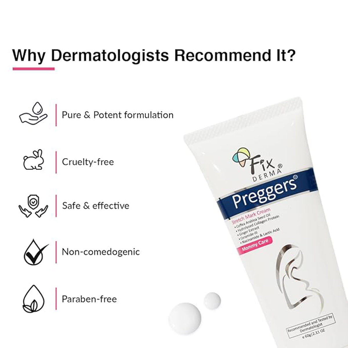 Fixderma Preggers Stretch Mark Cream 60 Gm, Pack of 1 Fixderma Preggers Stretch Mark Cream 60 Gm, Pack of 1