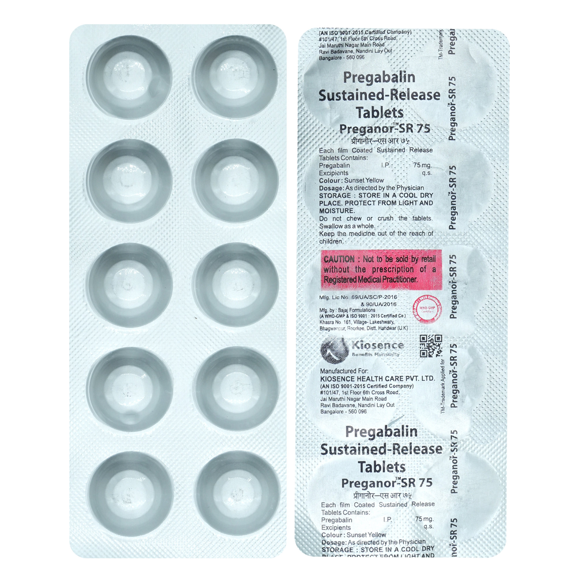 Preganor-SR 75 mg Tablet 10's, Pack of 10 TabletS Preganor-SR 75 mg Tablet 10's, Pack of 10 TabletS