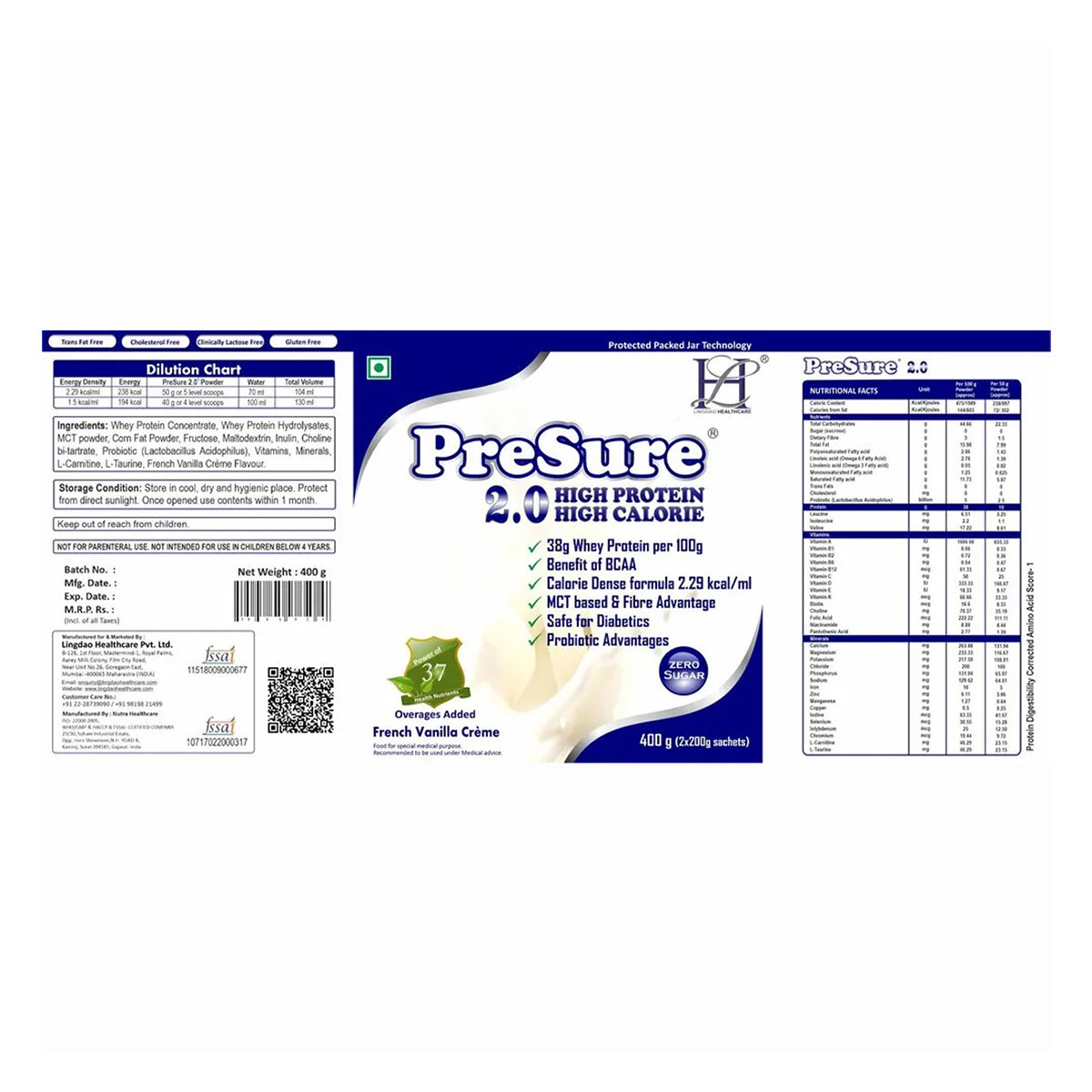 Presure 2.0 High Protein Powder, 400 gm, Pack of 1 Presure 2.0 High Protein Powder, 400 gm, Pack of 1