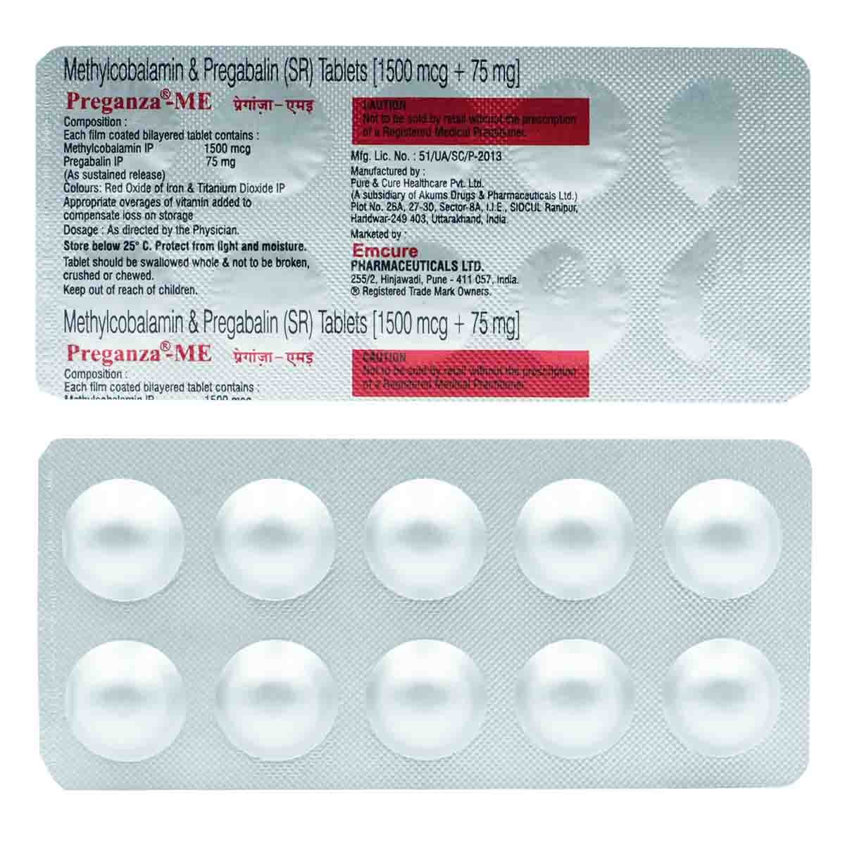 Preganza-ME 75 Tablet 10's, Pack of 10 Preganza-ME 75 Tablet 10's, Pack of 10