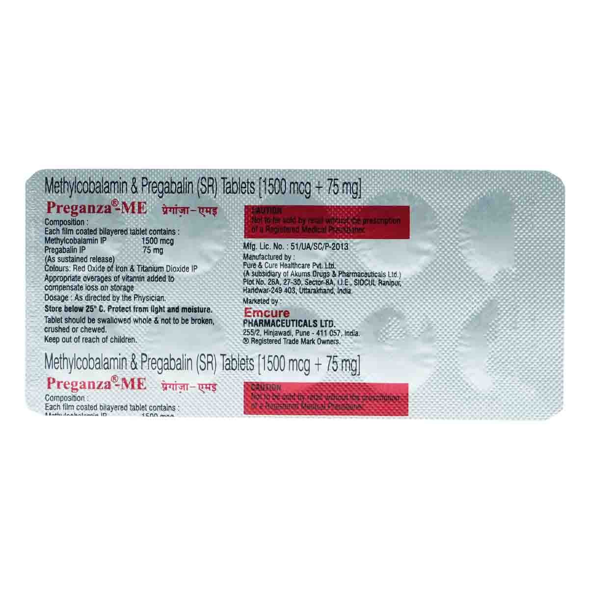 Preganza-ME 75 Tablet 10's, Pack of 10 Preganza-ME 75 Tablet 10's, Pack of 10