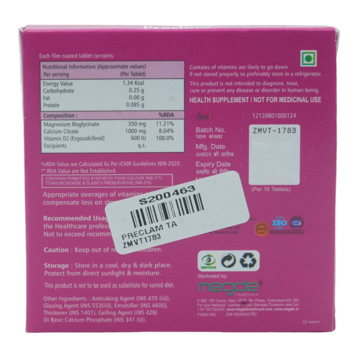 Preclam Tablet 15's, Pack of 15 Preclam Tablet 15's, Pack of 15