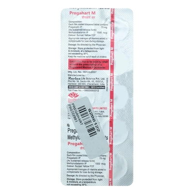 Pregahart M 75 mg/1500 mg Tablet 10's, Pack of 10 TabletS