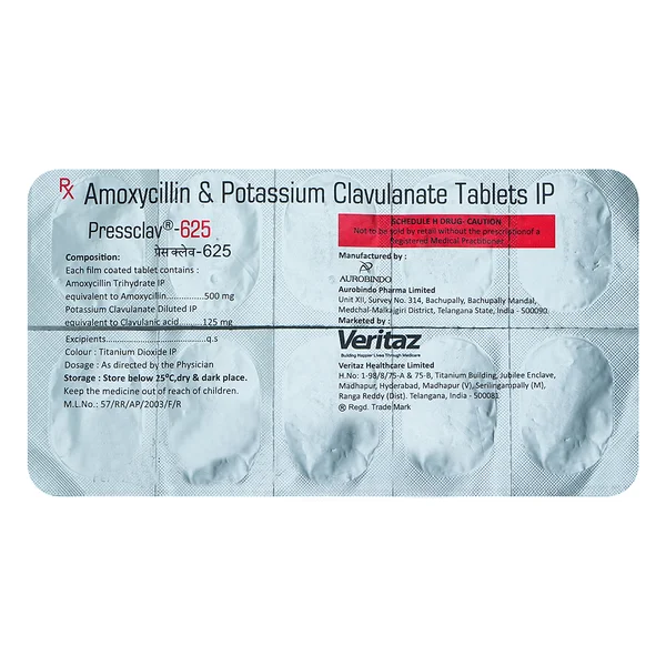 Pressclav 625 mg Tablet 10's