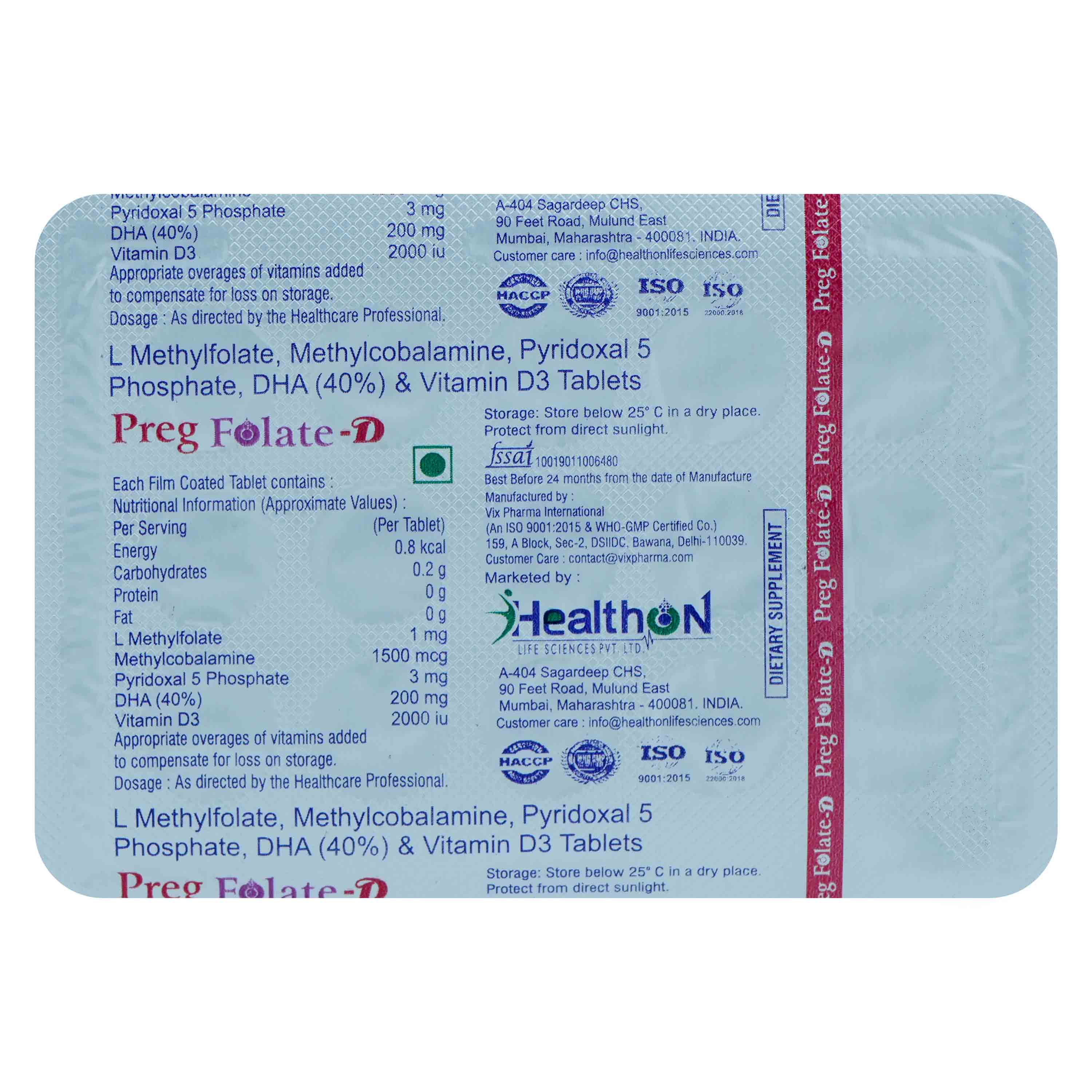 Buy Preg Folate-D Tablet 15's Online