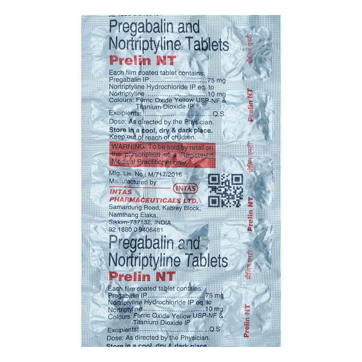 Prelin NT 75 mg/10 mg Tablet 15's, Pack of 15 Prelin NT 75 mg/10 mg Tablet 15's, Pack of 15
