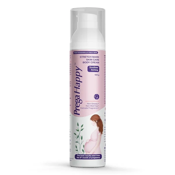 Prega Happy Stretch Mark Skin Care Body Cream 100 gm | Soothes Itching | For Stretch Marks | Non Greasy