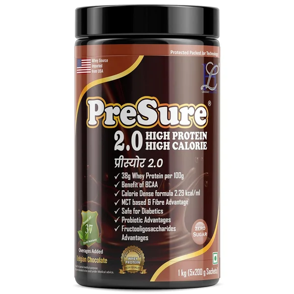 Presure 2.0 Belgian Chocolate Flavour High Protein Powder,  1 Kg
