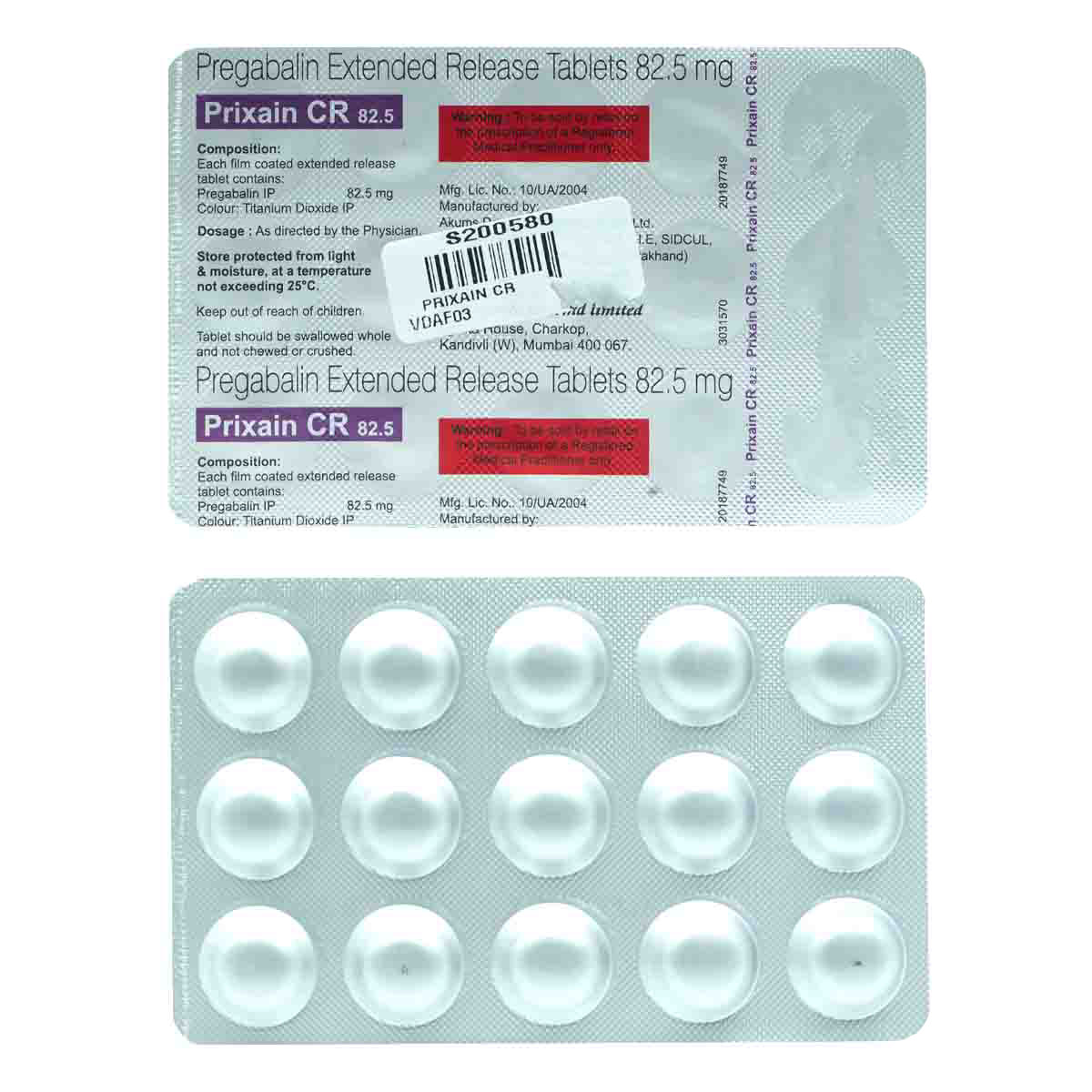 Prixain CR 82.5 Tablet 15's, Pack of 15 TabletS Prixain CR 82.5 Tablet 15's, Pack of 15 TabletS