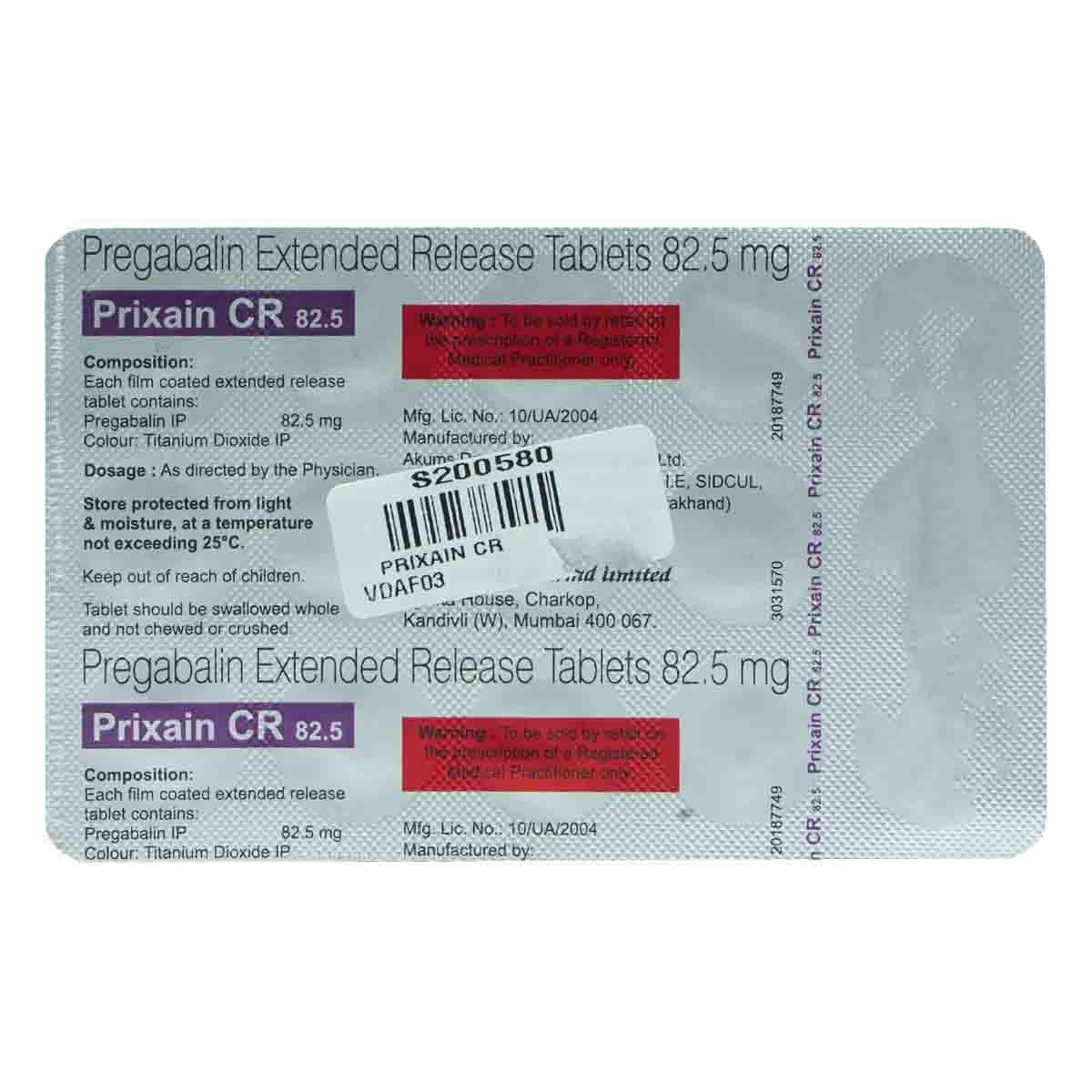 Prixain CR 82.5 Tablet 15's, Pack of 15 TabletS Prixain CR 82.5 Tablet 15's, Pack of 15 TabletS