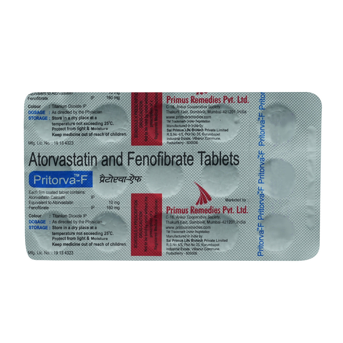 Pritorva-F 10 mg/160 mg Tablet 15's, Pack of 15 TabletS Pritorva-F 10 mg/160 mg Tablet 15's, Pack of 15 TabletS