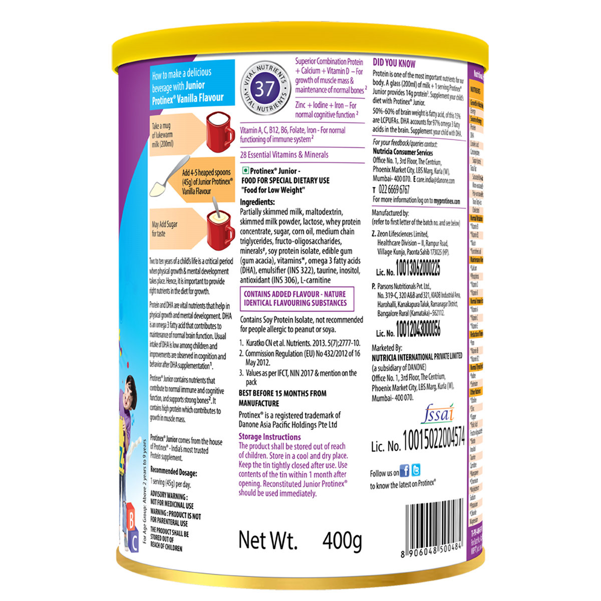 Protinex Junior Vanilla Flavour Nutrition Powder for Kids, 400 gm Jar, Pack of 1 Protinex Junior Vanilla Flavour Nutrition Powder for Kids, 400 gm Jar, Pack of 1