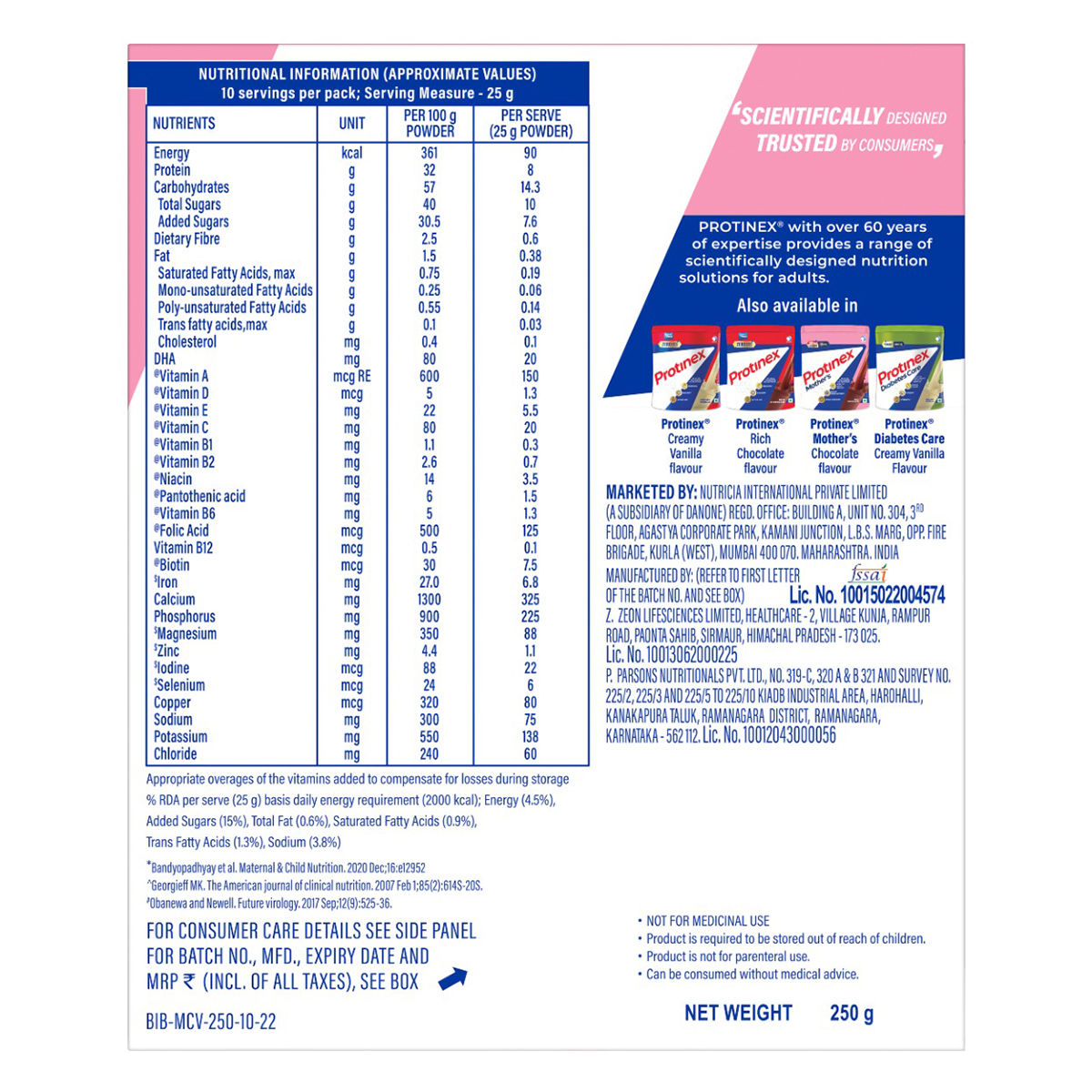 Buy Protinex Mother's Creamy Vanilla Flavour Nutritional Drink Powder, 250 gm  Online