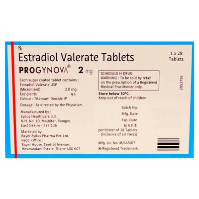 Progynova 2 mg Tablet 28's, Pack of 28 TABLETS