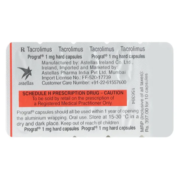 Prograf 1 mg Capsule 10's, Pack of 10 CAPSULES