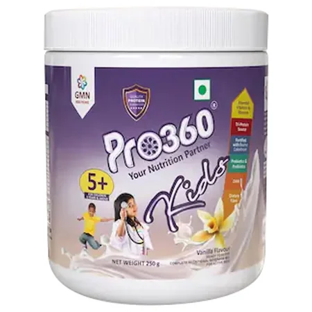 PRO 360 Kids Real Vanilla Flavour Powder, 250 gm