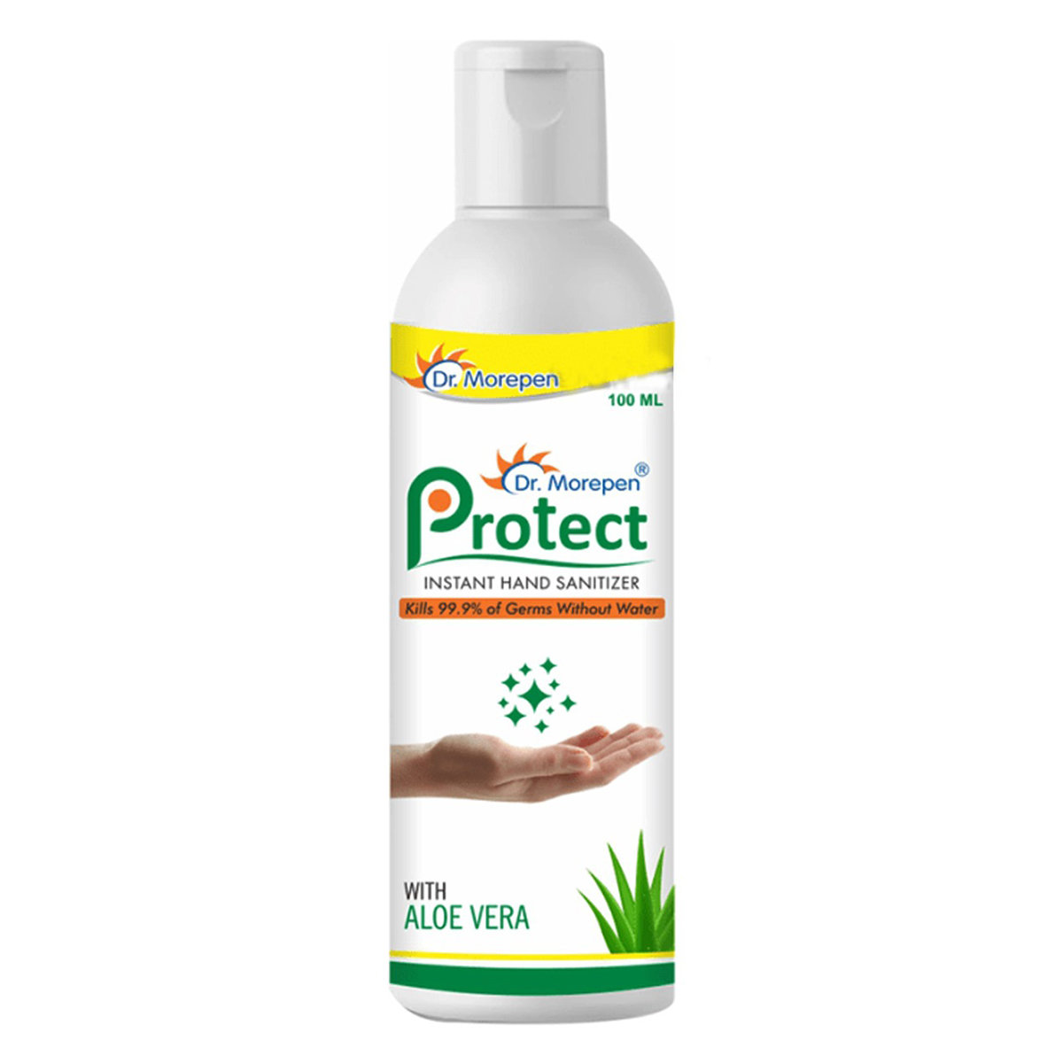 Dr. Morepen Protect Instant Hand Sanitizer 100 ml | With Aloe vera | Kills 99.9% Germs | Keep Hands Moisturised & Soft, Pack of 1 Dr. Morepen Protect Instant Hand Sanitizer 100 ml | With Aloe vera | Kills 99.9% Germs | Keep Hands Moisturised & Soft, Pack of 1