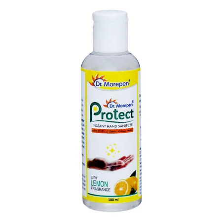 Dr.Morepen Protect Instant Hand Sanitizer 100 ml | Kills 99.9% Germs | Keep Hands Moisturised | With Lemon Fragrance