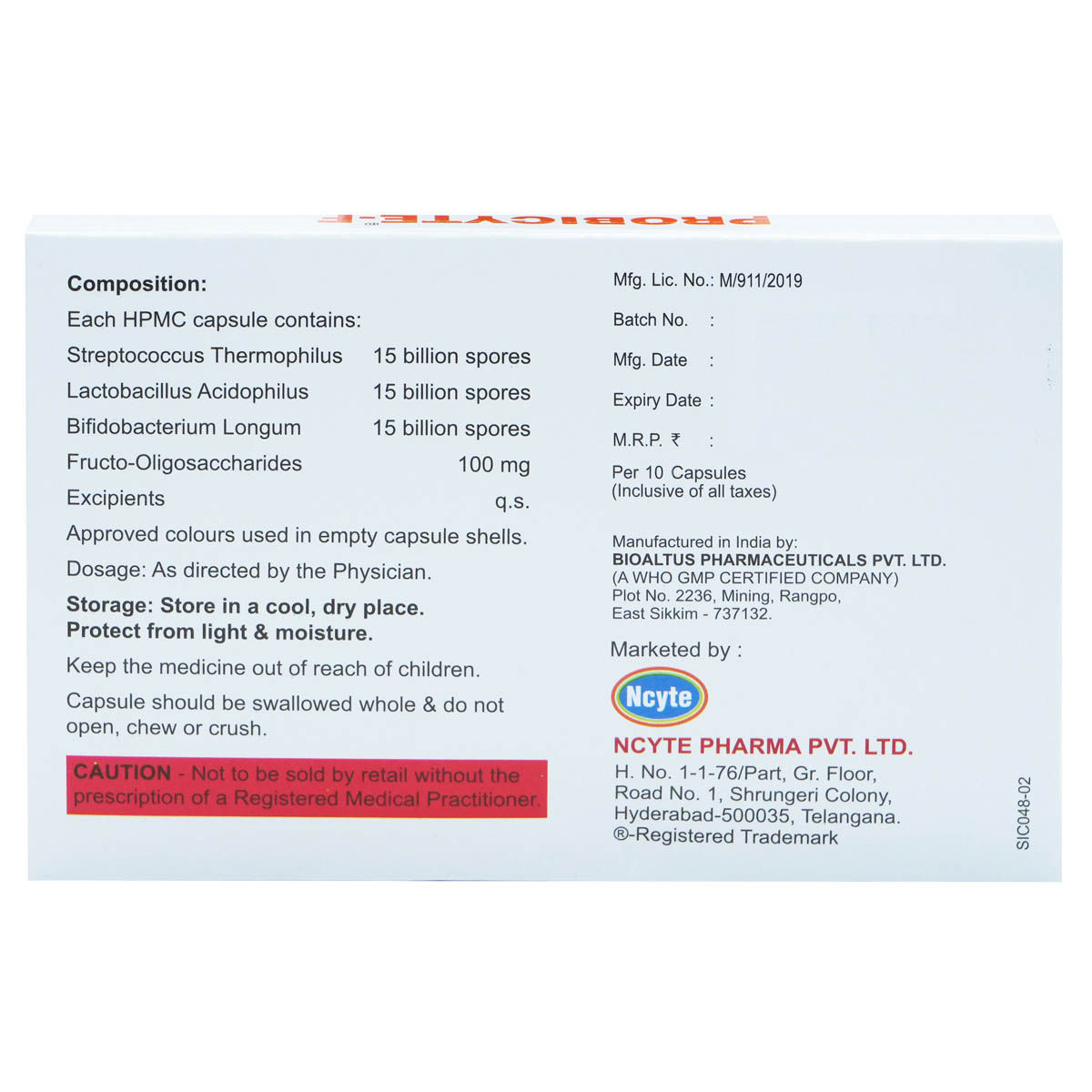 Probicyte-F Capsule 10's, Pack of 10 Probicyte-F Capsule 10's, Pack of 10