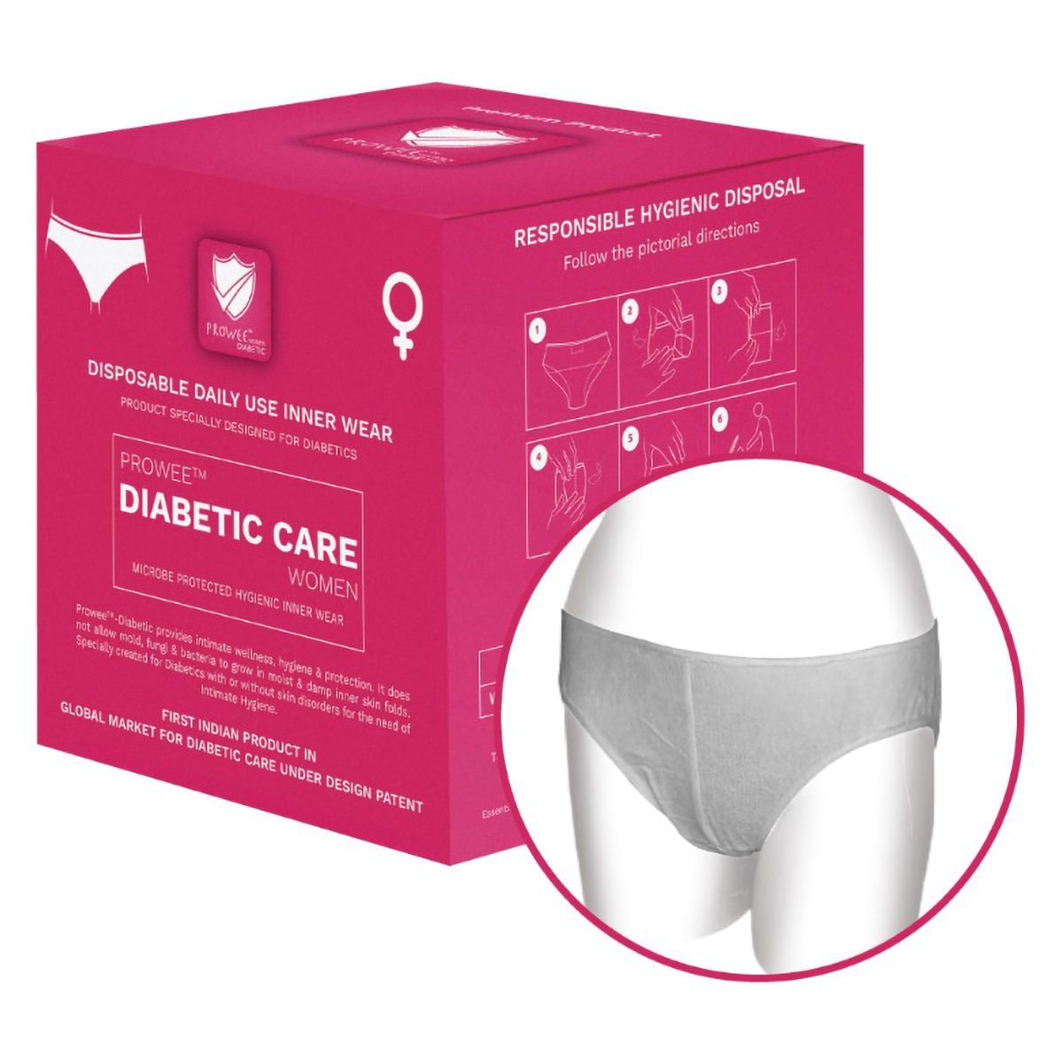 Prowee Diabetic Care Disposable Panty Medium for Women 5 Count