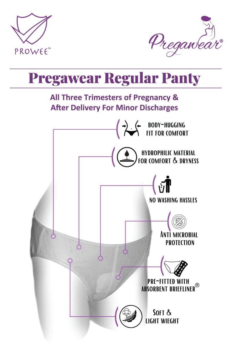 Prowee Pregawear Pre & Post Partum Minor Discharge Panty Large, 5 Count, Pack of 1 Prowee Pregawear Pre & Post Partum Minor Discharge Panty Large, 5 Count, Pack of 1