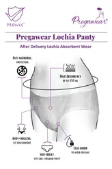 Prowee Pregawear After Delivery Lochia Absorbent Wear Panty Medium, 5 Count, Pack of 1