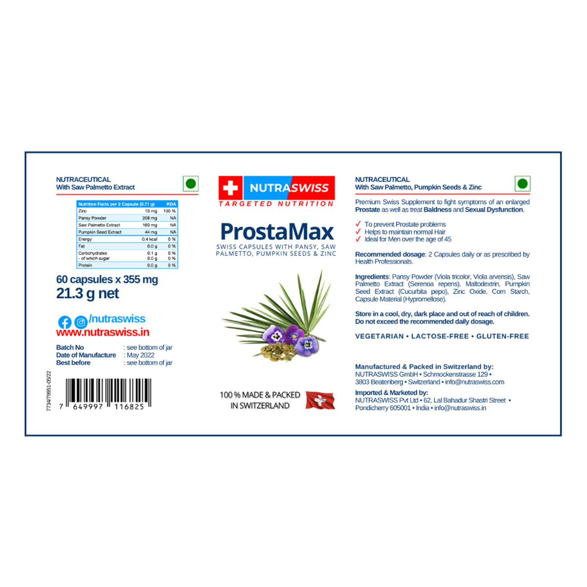 Nutraswiss ProstaMax, 60 Capsules, Pack of 1 Nutraswiss ProstaMax, 60 Capsules, Pack of 1