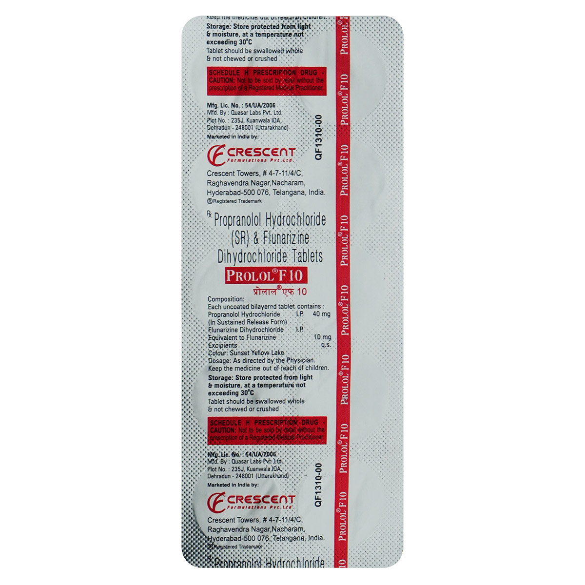 Prolol F10 Tablet 10's, Pack of 10 Prolol F10 Tablet 10's, Pack of 10