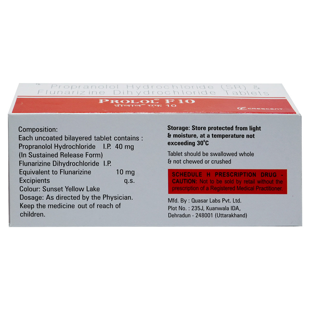 Prolol F10 Tablet 10's, Pack of 10 Prolol F10 Tablet 10's, Pack of 10