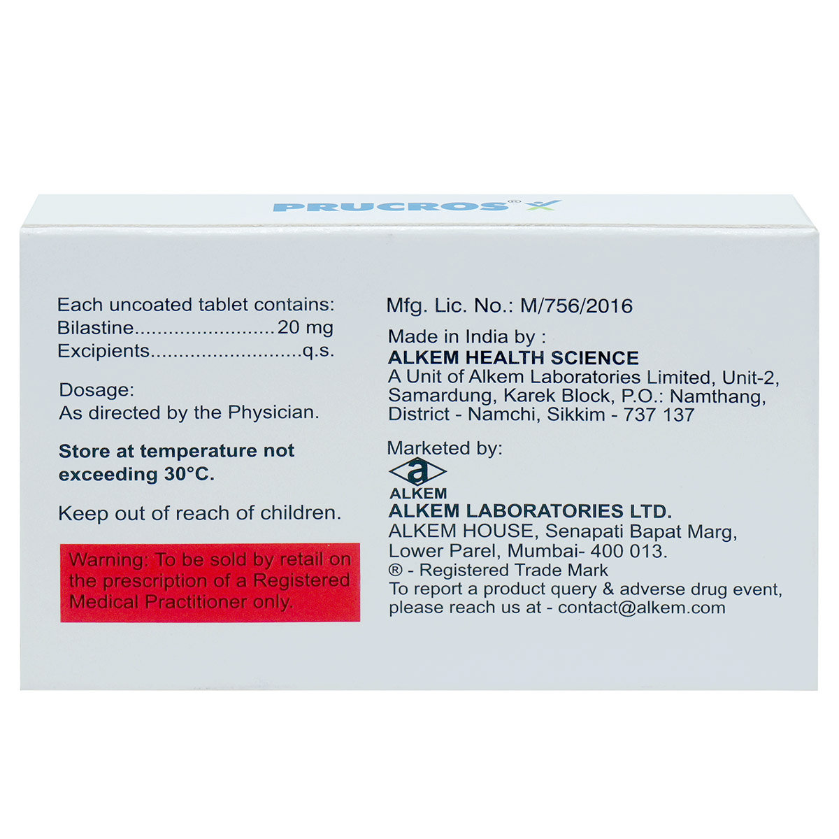Prucros 20 mg Tablet 15's, Pack of 15 TabletS Prucros 20 mg Tablet 15's, Pack of 15 TabletS