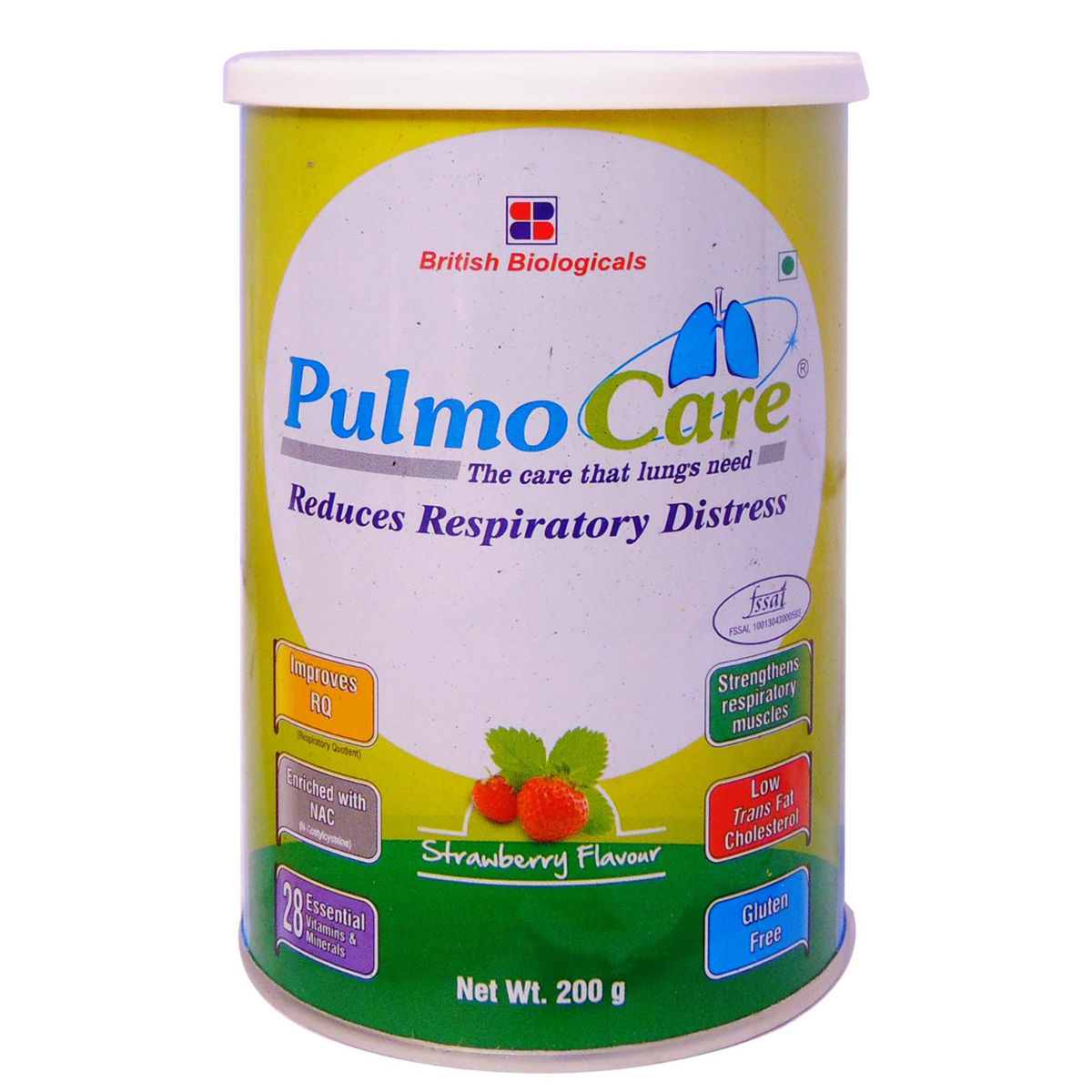 Buy Pulmocare Strawberry Flavour Powder, 200 gm Tin Online