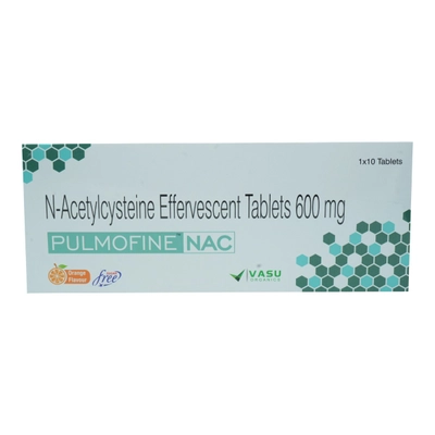 Pulmofine Nac 600 Sugar Free Orange Effervescent Tablet 10's, Pack of 10 TabletS