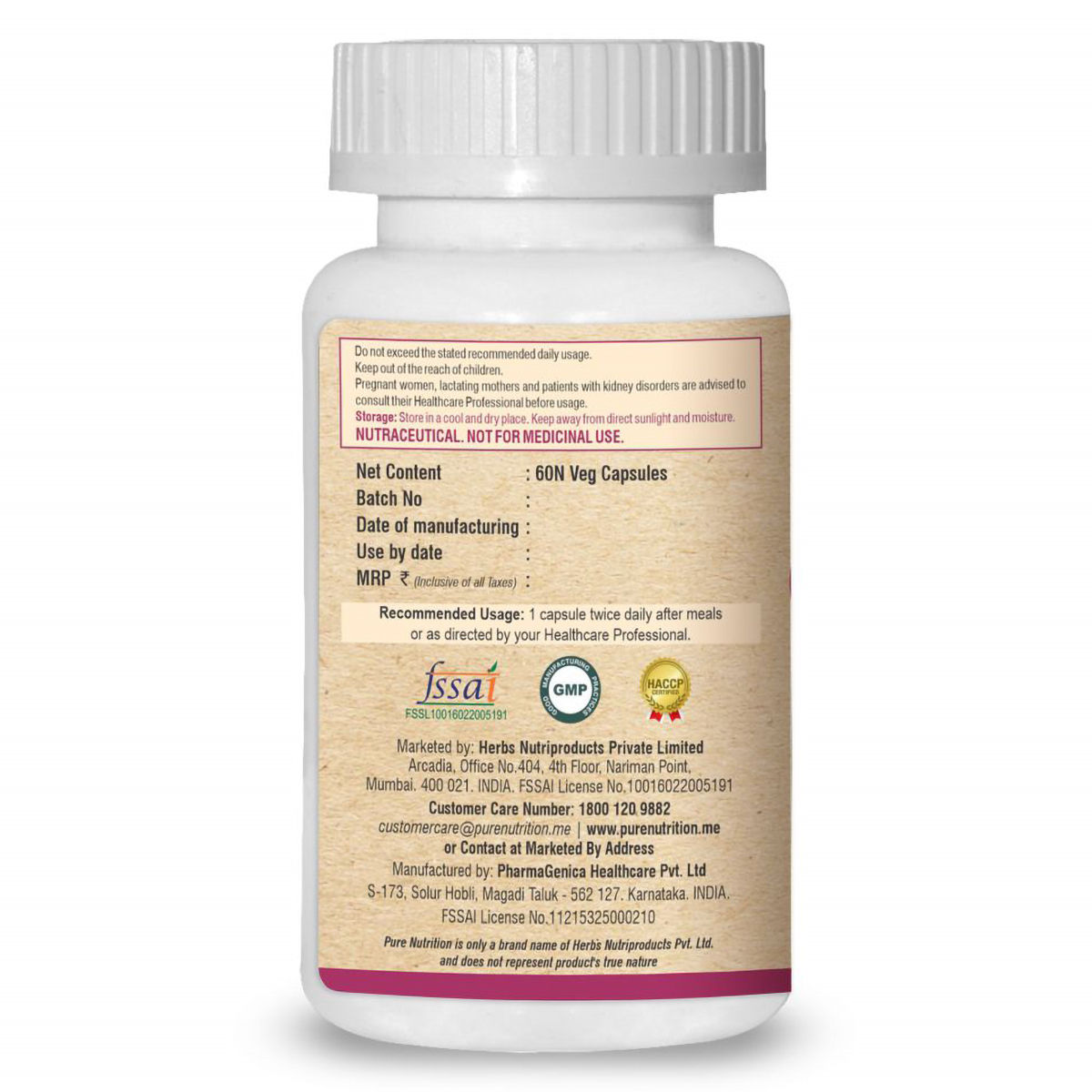 Pure Nutrition Cranberry Plus 620 mg, 60 Capsules Price, Uses, Side