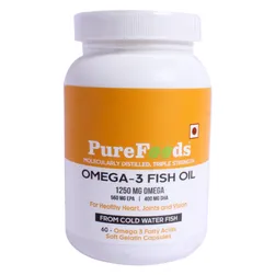 Pure Foods Omega-3 Fish Oil 1250Mg Omega Softgel Cap 60'S