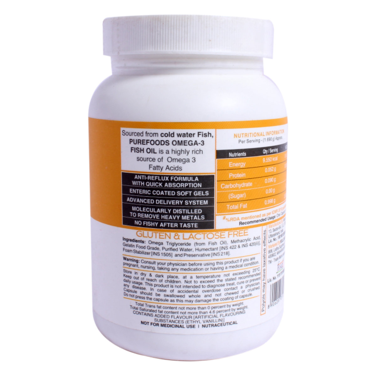 PureFoods OMEGA-3 Fish Oil, 60 Capsules, Pack of 1 PureFoods OMEGA-3 Fish Oil, 60 Capsules, Pack of 1