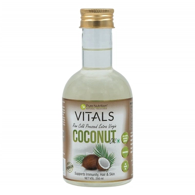 Pure Nutrition Vitals Raw Cold Pressed Extra Virgin Coconut Oil, 250 ml, Pack of 1