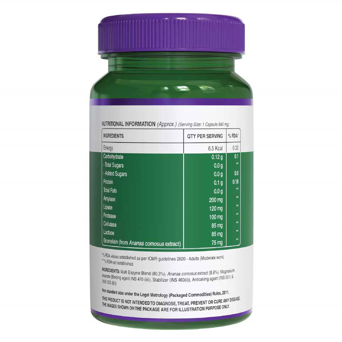 Pure Nutrition Digestive Enzymes 840 mg, 60 Capsules Price, Uses, Side ...