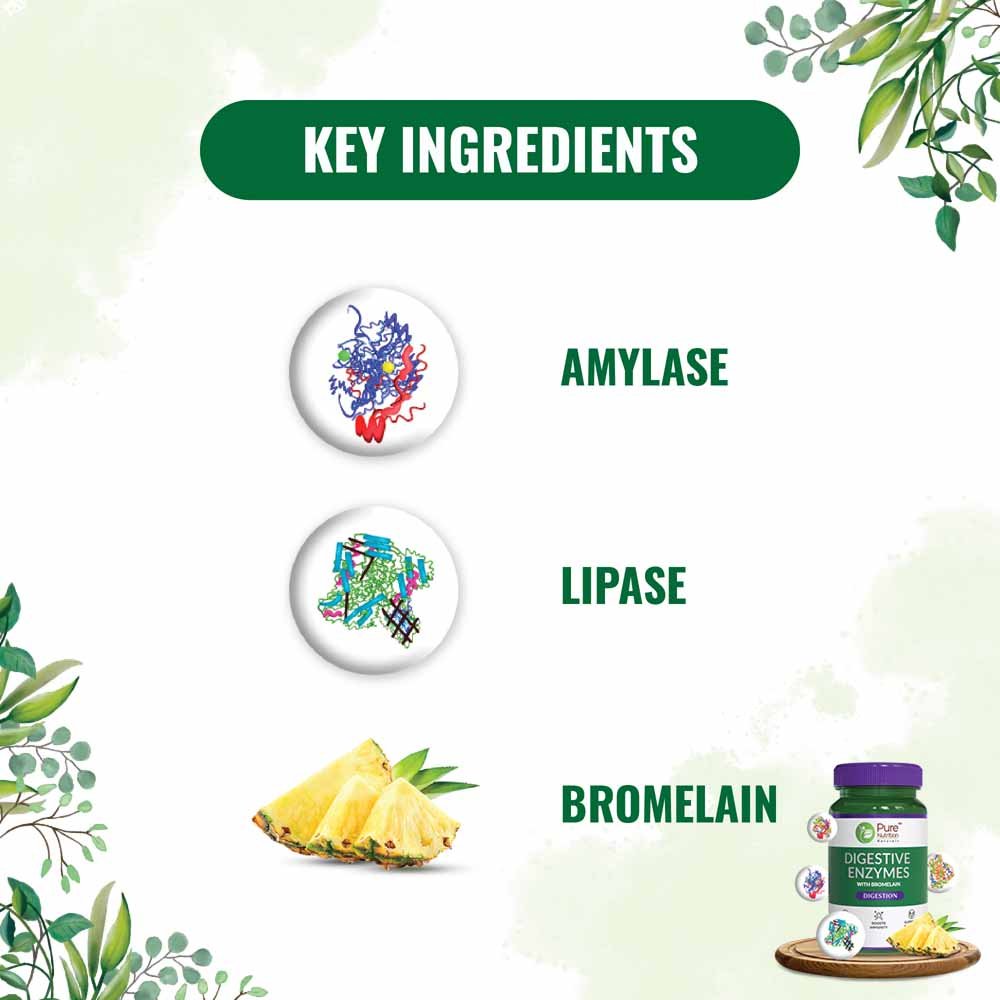 Pure Nutrition Digestive Enzymes 840 mg, 60 Capsules, Pack of 1 Pure Nutrition Digestive Enzymes 840 mg, 60 Capsules, Pack of 1