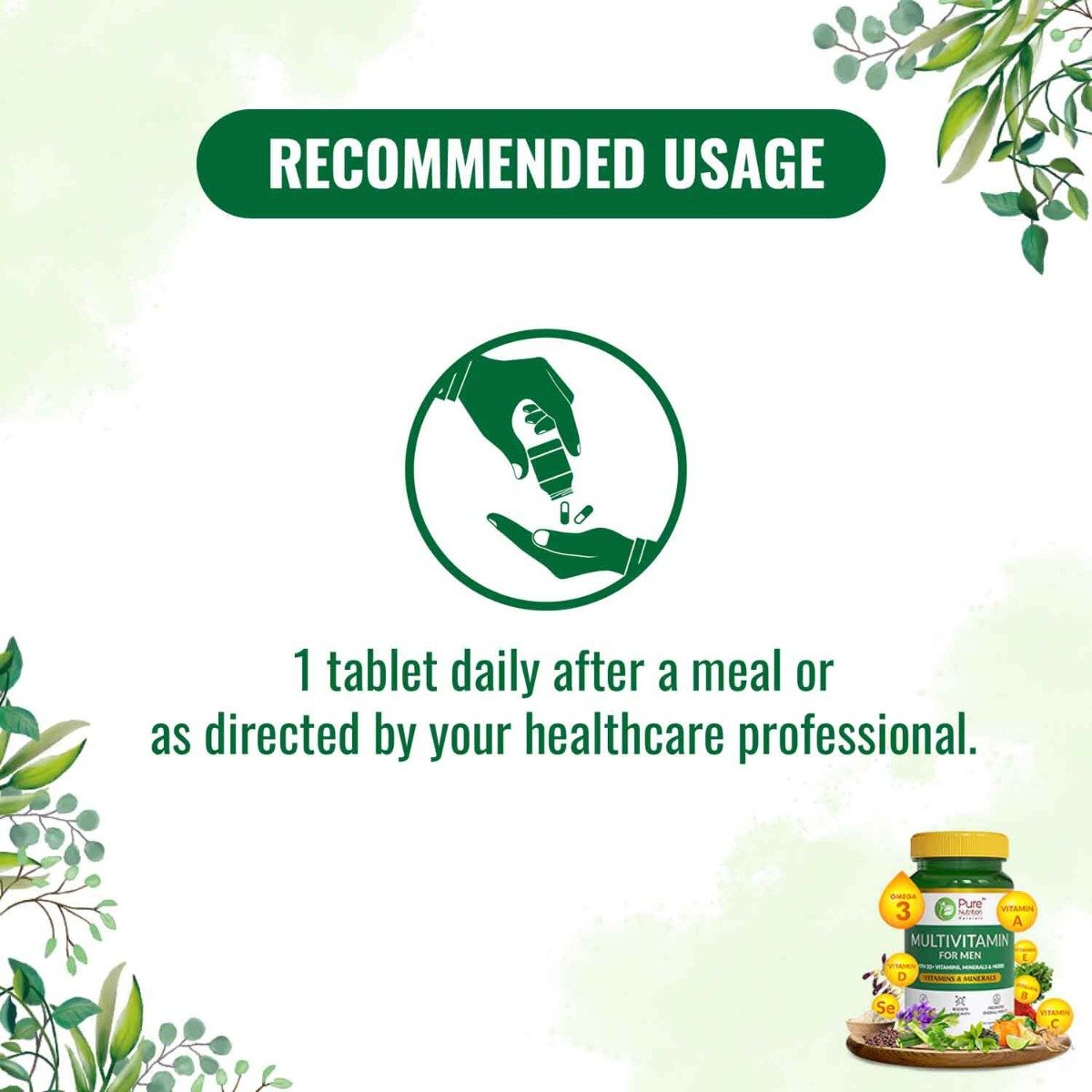 Pure Nutrition Multivitamin 1400 mg for Men, 60 Tablets, Pack of 1 Pure Nutrition Multivitamin 1400 mg for Men, 60 Tablets, Pack of 1