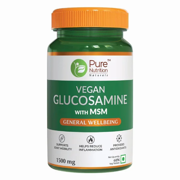 Pure Nutrition Vegan Glucosamine with MSM 1500 mg, 60 Tablets, Pack of 1
