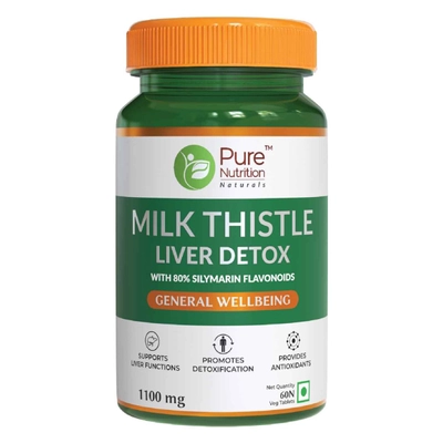 Pure Nutrition Milk Thistle Liver Detox 1100 mg, 60 Tablets, Pack of 1