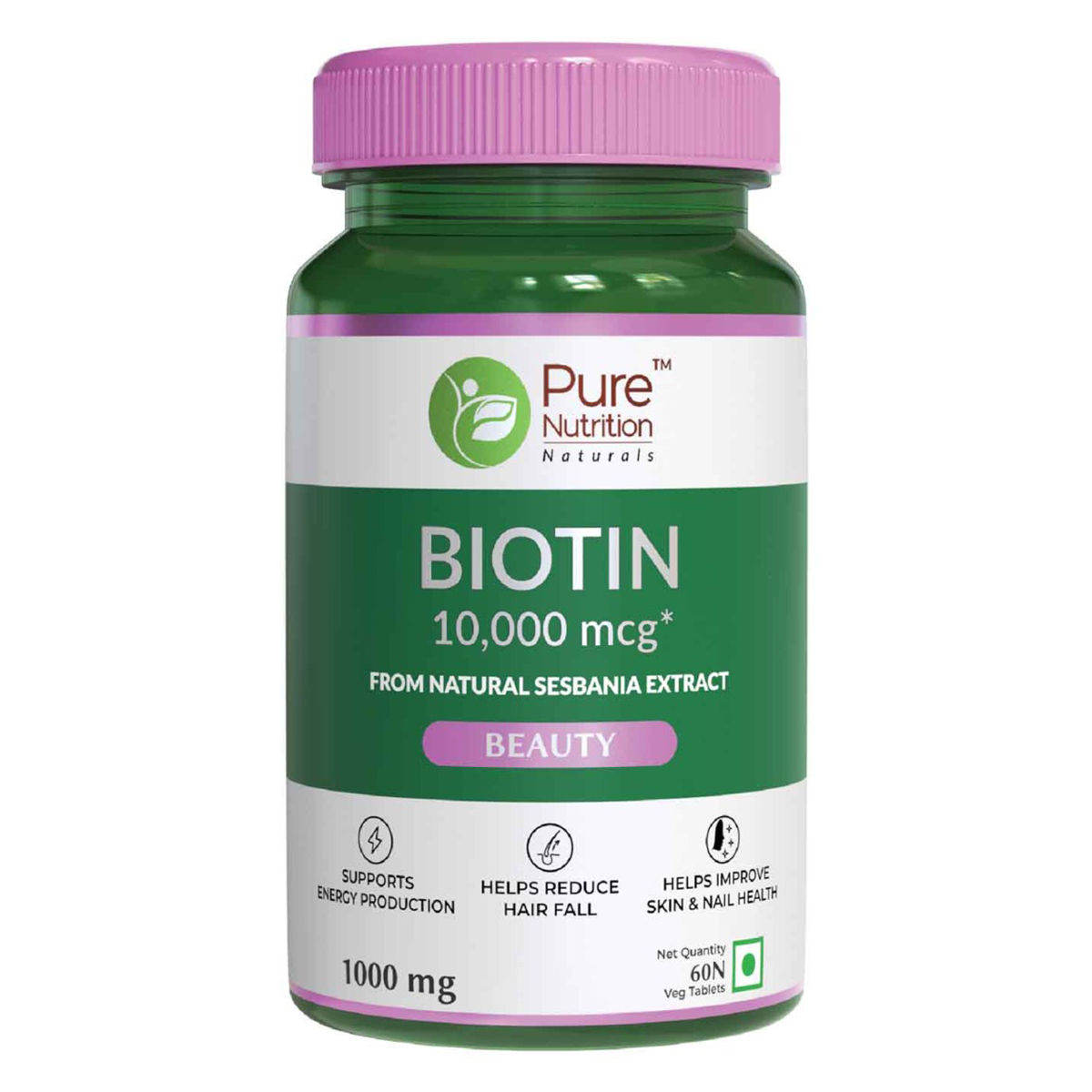 Buy Pure Nutrition Biotin 1000 mg, 60 Tablets Online
