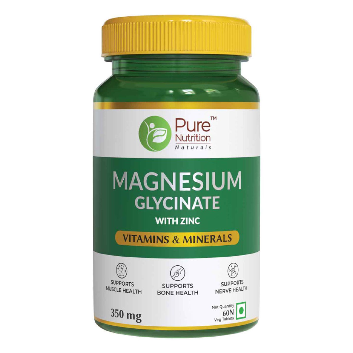 Buy Pure Nutrition Magnesium Glycinate with Zinc 350 mg, 60 Tablets Online