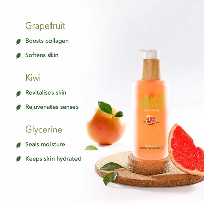 Pure Sense Rejuvenating Grapefruit Body Cleansing Gel 200 ml | Gentle Cleansing | Nourishes Skin | Rejuvenates Senses | For All Skin Type, Pack of 1