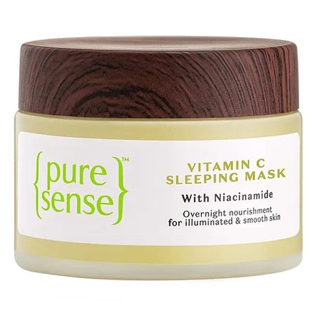 Pure Sense Vitamin C Sleeping Mask 50 gm | With Niacinamide | Provides Overnight Nourishment | For Illuminates & Glowing Skin