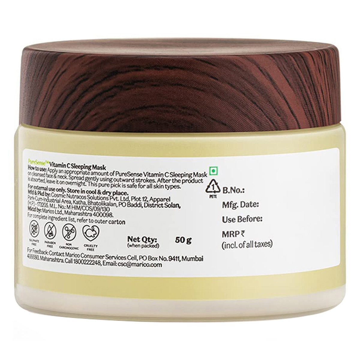 Pure Sense Vitamin C Sleeping Mask 50 gm | With Niacinamide | Provides Overnight Nourishment | For Illuminates & Glowing Skin, Pack of 1 Pure Sense Vitamin C Sleeping Mask 50 gm | With Niacinamide | Provides Overnight Nourishment | For Illuminates & Glowing Skin, Pack of 1