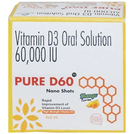 Pure D60 Nano Shots Sugar Free Mango Flavour Oral Solution 5 ml