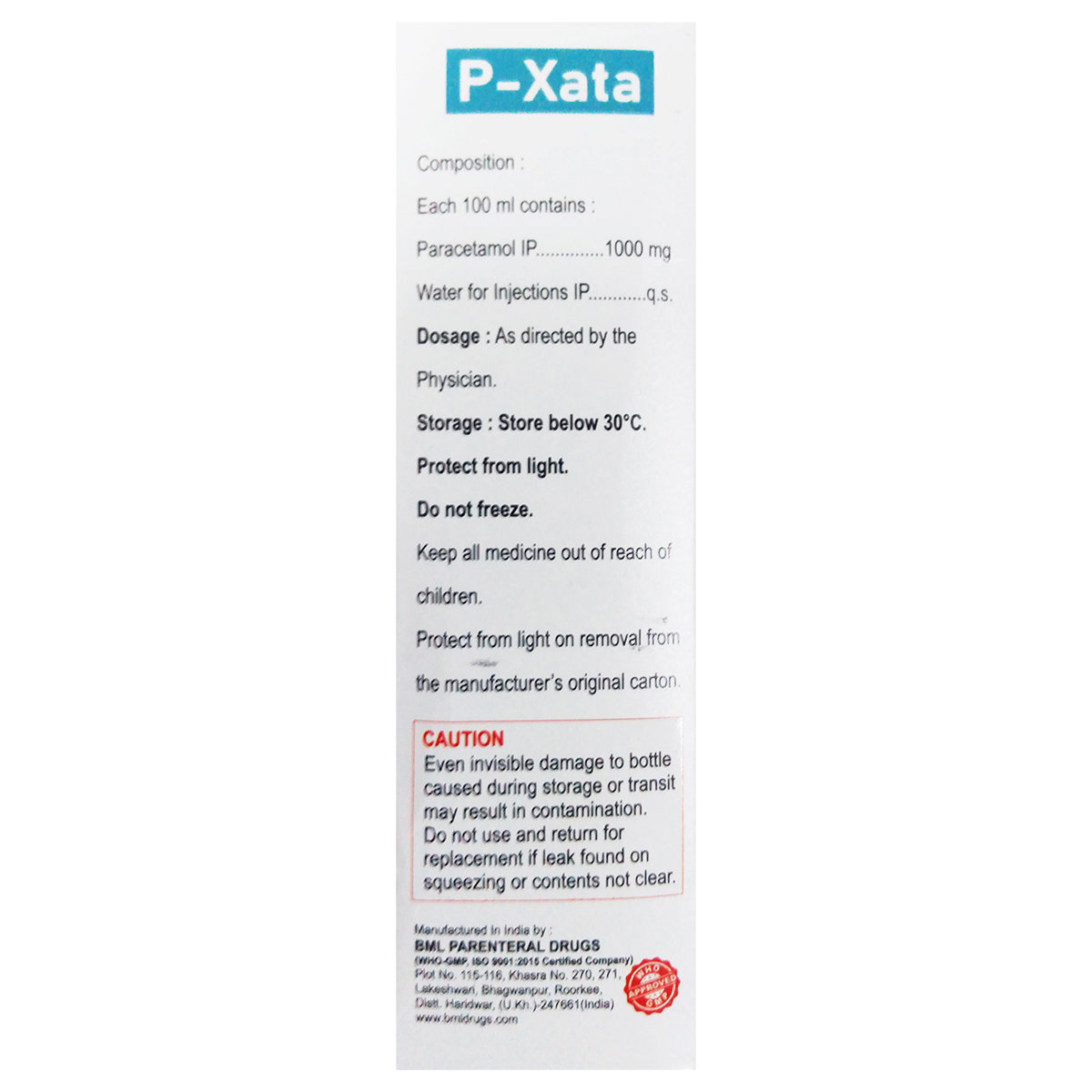 P-Xata 1% Infusion 100 ml, Pack of 1 P-Xata 1% Infusion 100 ml, Pack of 1