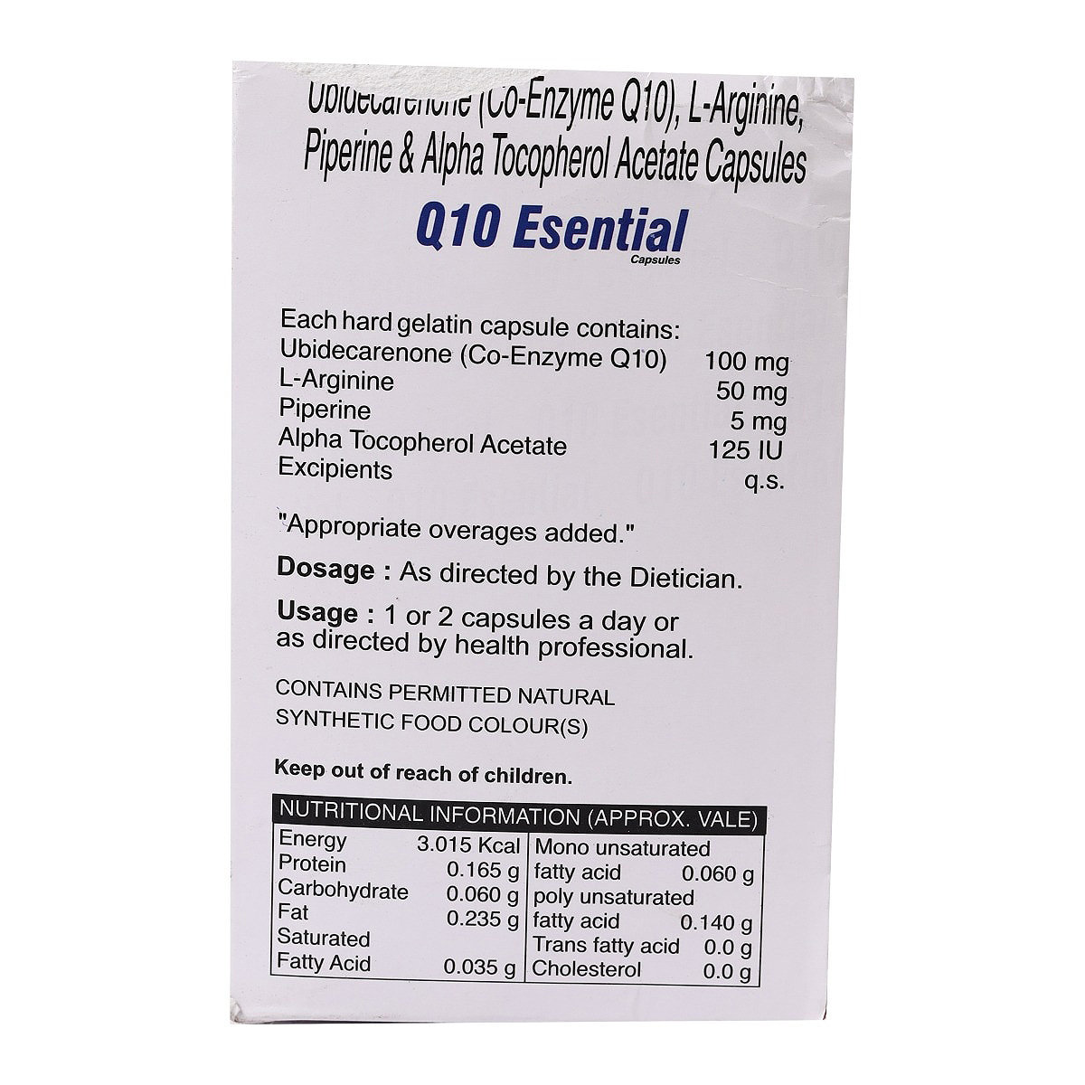 Q10 Esential Capsule 10's, Pack of 10 CAPSULES Q10 Esential Capsule 10's, Pack of 10 CAPSULES